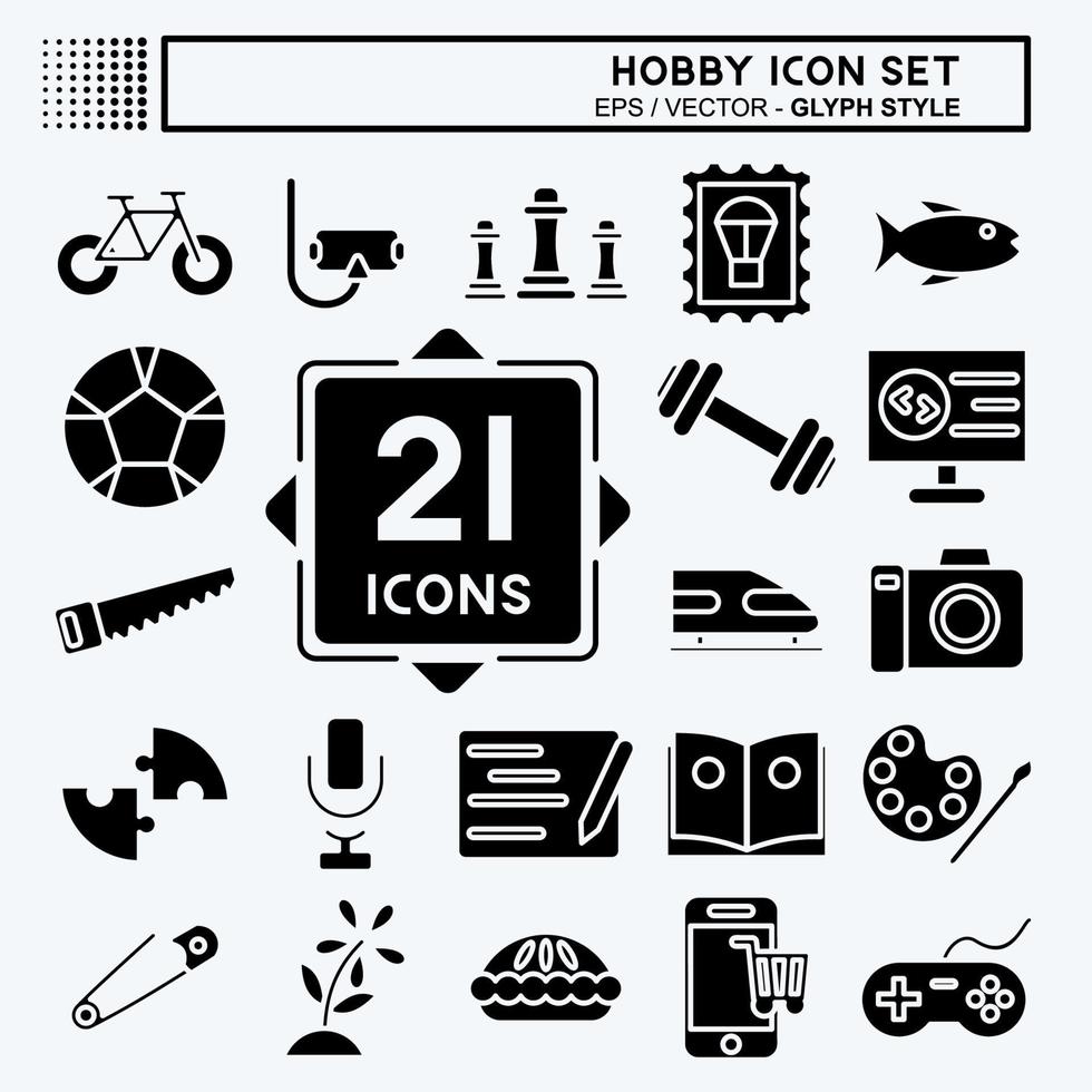 Icon-Set-Hobby. geeignet für Bildungssymbol. Glyphen-Stil. einfaches Design editierbar. Design-Vorlagenvektor. einfache Abbildung vektor