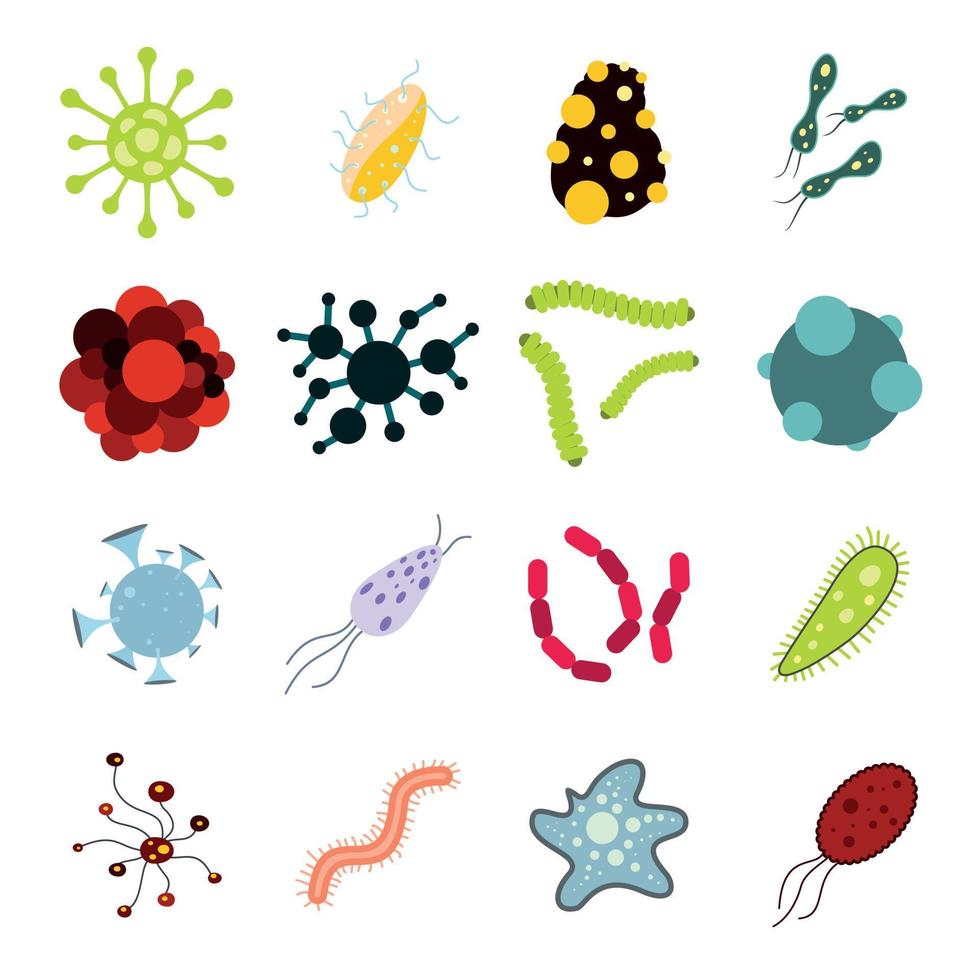 virus flache symbole gesetzt vektor