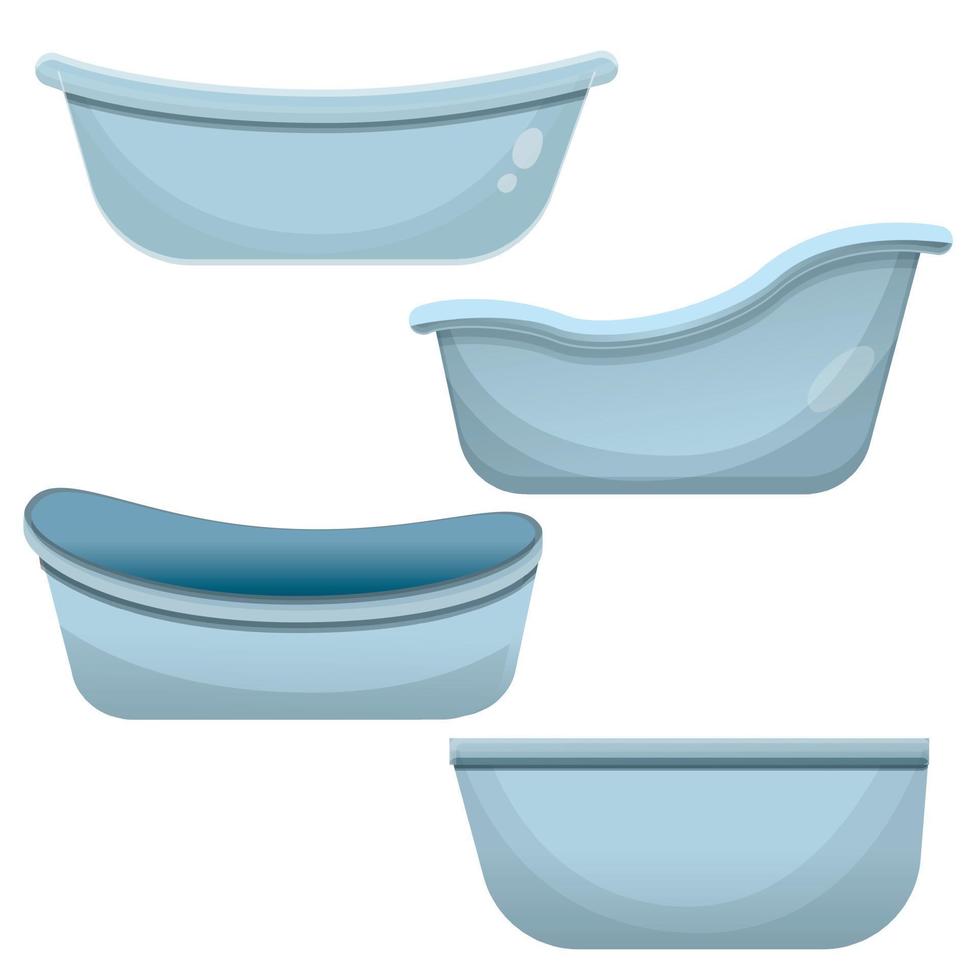 Badewanne-Icon-Set, Cartoon-Stil vektor