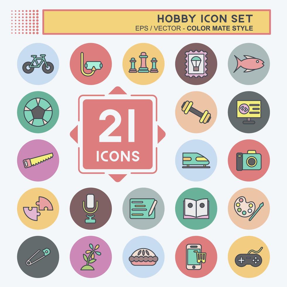 Icon-Set-Hobby. geeignet für Bildungssymbol. Farbe Mate-Stil. einfaches Design editierbar. Design-Vorlagenvektor. einfache Abbildung vektor