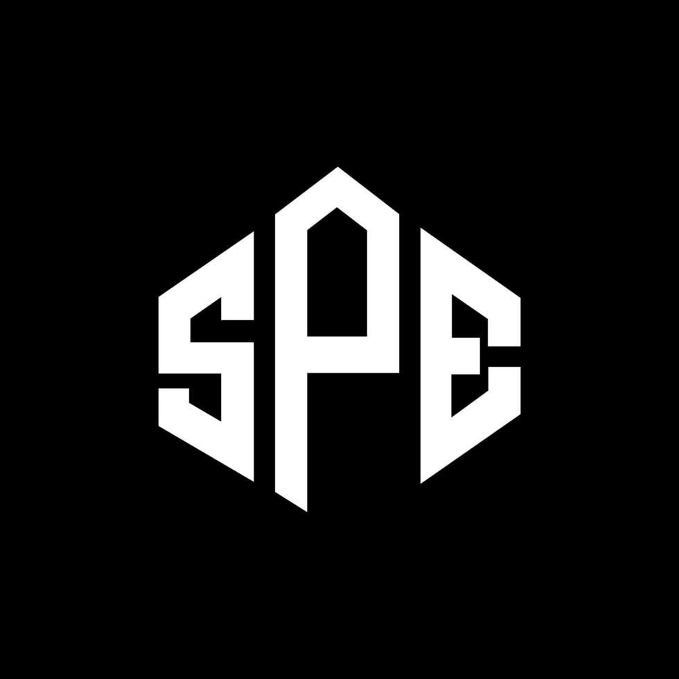 spe letter logotyp design med polygon form. spe polygon och kubform logotypdesign. spe hexagon vektor logotyp mall vita och svarta färger. spe monogram, affärs- och fastighetslogotyp.