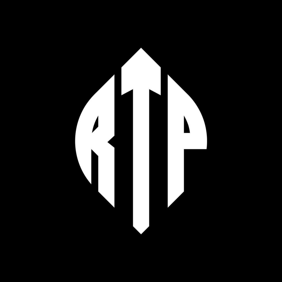 rtp cirkel bokstavslogotyp design med cirkel och ellipsform. rtp ellipsbokstäver med typografisk stil. de tre initialerna bildar en cirkellogotyp. rtp cirkel emblem abstrakt monogram bokstav märke vektor. vektor