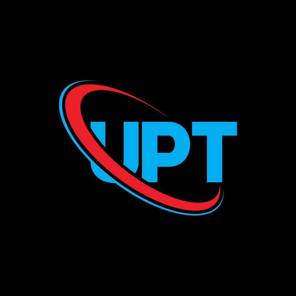 Upt-Logo. up Brief. Upt-Brief-Logo-Design. Initialen Upt-Logo verbunden mit Kreis und Monogramm-Logo in Großbuchstaben. upt typografie für technologie, business und immobilienmarke. vektor