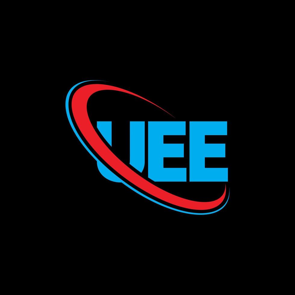 uee-Logo. ue Brief. uee-Buchstaben-Logo-Design. Initialen uee-Logo verbunden mit Kreis und Monogramm-Logo in Großbuchstaben. uee-typografie für technologie-, business- und immobilienmarke. vektor
