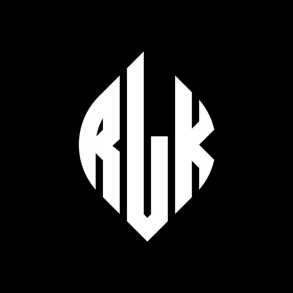 rlk-Kreis-Buchstaben-Logo-Design mit Kreis- und Ellipsenform. rlk ellipsenbuchstaben mit typografischem stil. Die drei Initialen bilden ein Kreislogo. rlk-Kreis-Emblem abstrakter Monogramm-Buchstaben-Markierungsvektor. vektor