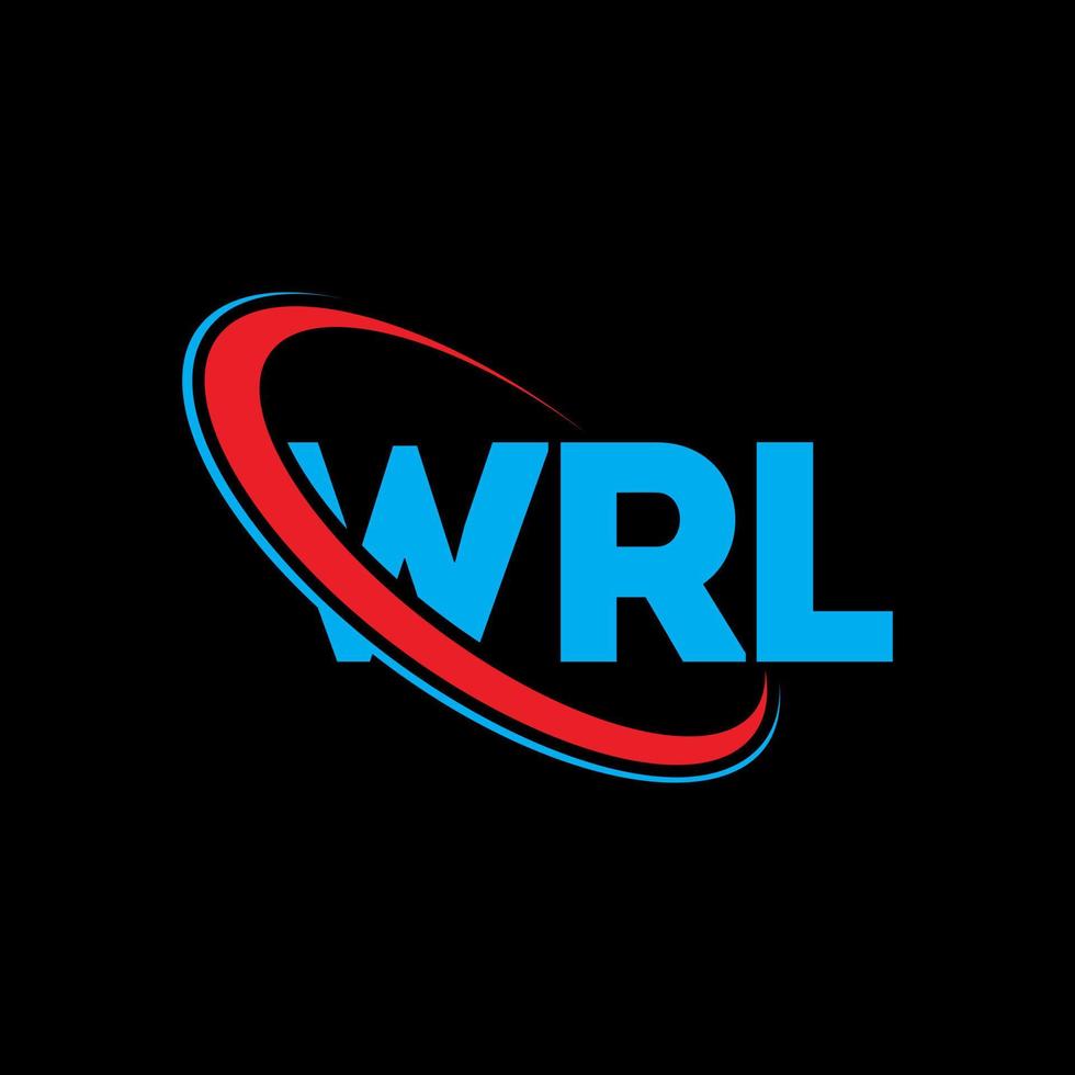 wrl-Logo. Wrl-Brief. wrl-Buchstaben-Logo-Design. Initialen wrl-Logo verbunden mit Kreis und Monogramm-Logo in Großbuchstaben. wrl typografie für technologie-, geschäfts- und immobilienmarke. vektor