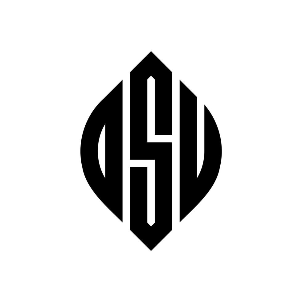 osu-Kreisbuchstaben-Logo-Design mit Kreis- und Ellipsenform. osu Ellipsenbuchstaben mit typografischem Stil. Die drei Initialen bilden ein Kreislogo. osu-Kreis-Emblem abstrakter Monogramm-Buchstaben-Markierungsvektor. vektor