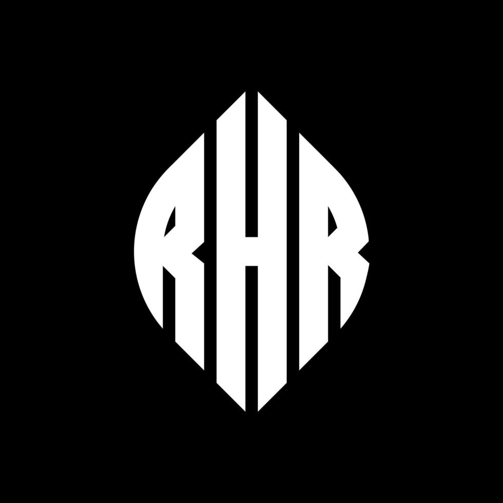 rhr-Kreis-Buchstaben-Logo-Design mit Kreis- und Ellipsenform. rhr ellipsenbuchstaben mit typografischem stil. Die drei Initialen bilden ein Kreislogo. rhr-Kreis-Emblem abstrakter Monogramm-Buchstaben-Markierungsvektor. vektor