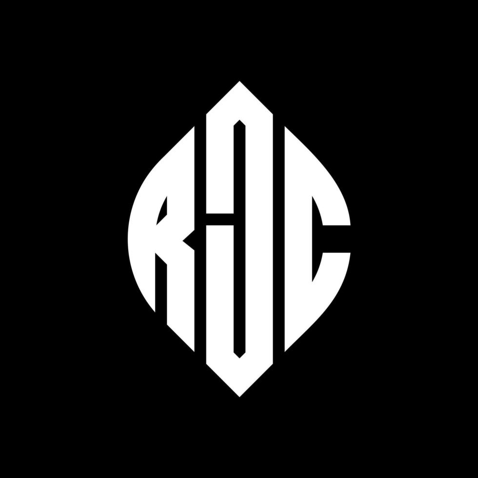 Rjc-Kreisbuchstaben-Logo-Design mit Kreis- und Ellipsenform. rjc ellipsenbuchstaben mit typografischem stil. Die drei Initialen bilden ein Kreislogo. rjc-Kreis-Emblem abstrakter Monogramm-Buchstaben-Markierungsvektor. vektor