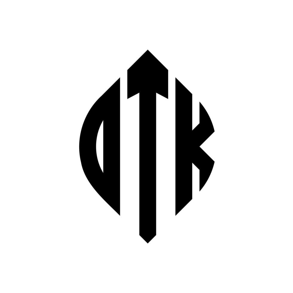 otk-Kreisbuchstaben-Logo-Design mit Kreis- und Ellipsenform. otk Ellipsenbuchstaben mit typografischem Stil. Die drei Initialen bilden ein Kreislogo. otk-Kreis-Emblem abstrakter Monogramm-Buchstaben-Markierungsvektor. vektor