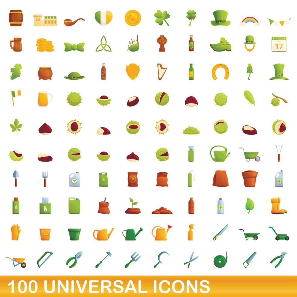 100 universelle Symbole im Cartoon-Stil vektor