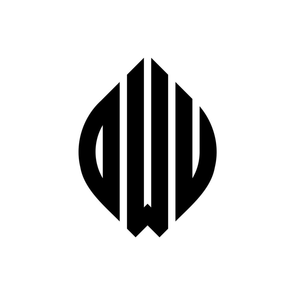 owu-Kreisbuchstaben-Logo-Design mit Kreis- und Ellipsenform. owu Ellipsenbuchstaben mit typografischem Stil. Die drei Initialen bilden ein Kreislogo. Owu-Kreis-Emblem abstrakter Monogramm-Buchstaben-Markierungsvektor. vektor