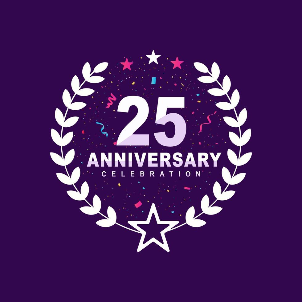 25 års firande bokstäver design färg av 25 års jubileum design. vektor