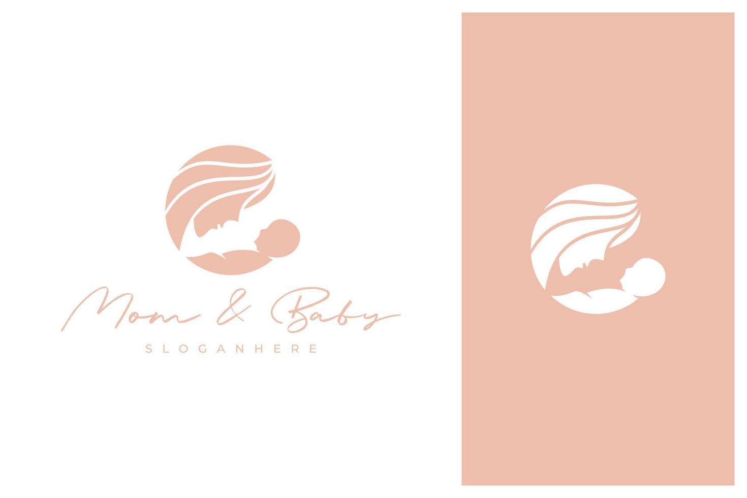 mor och baby logotyp design vektor