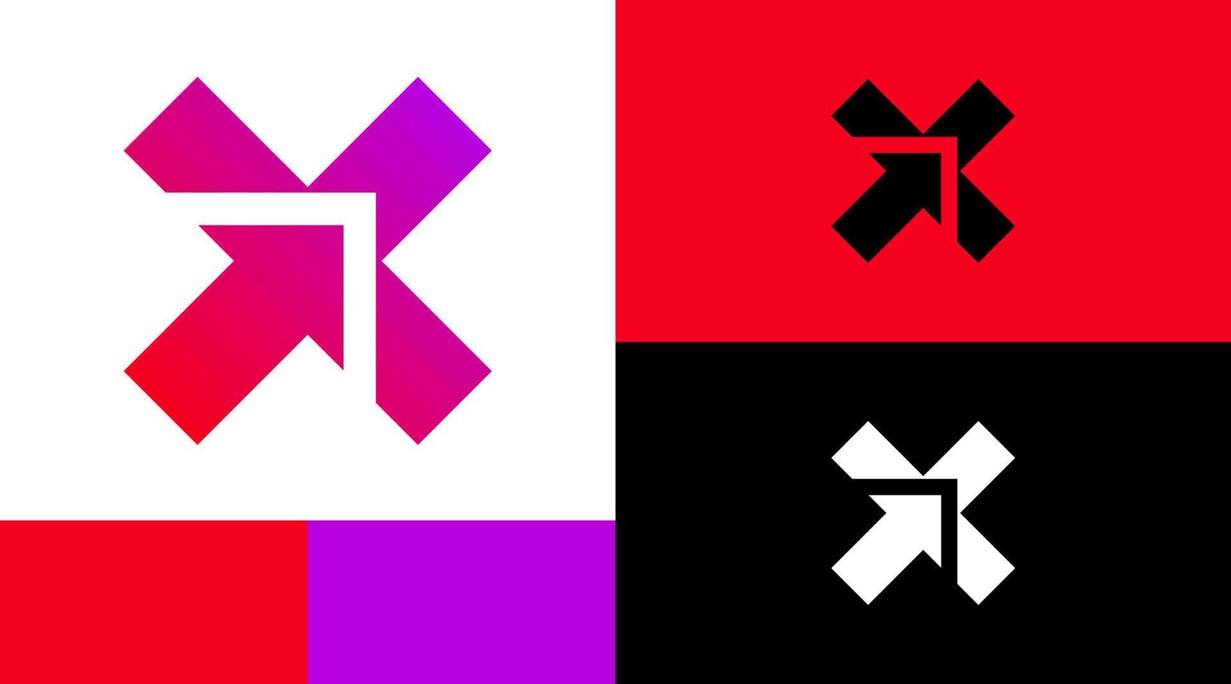 pil upp riktning monogram x logotyp designkoncept vektor