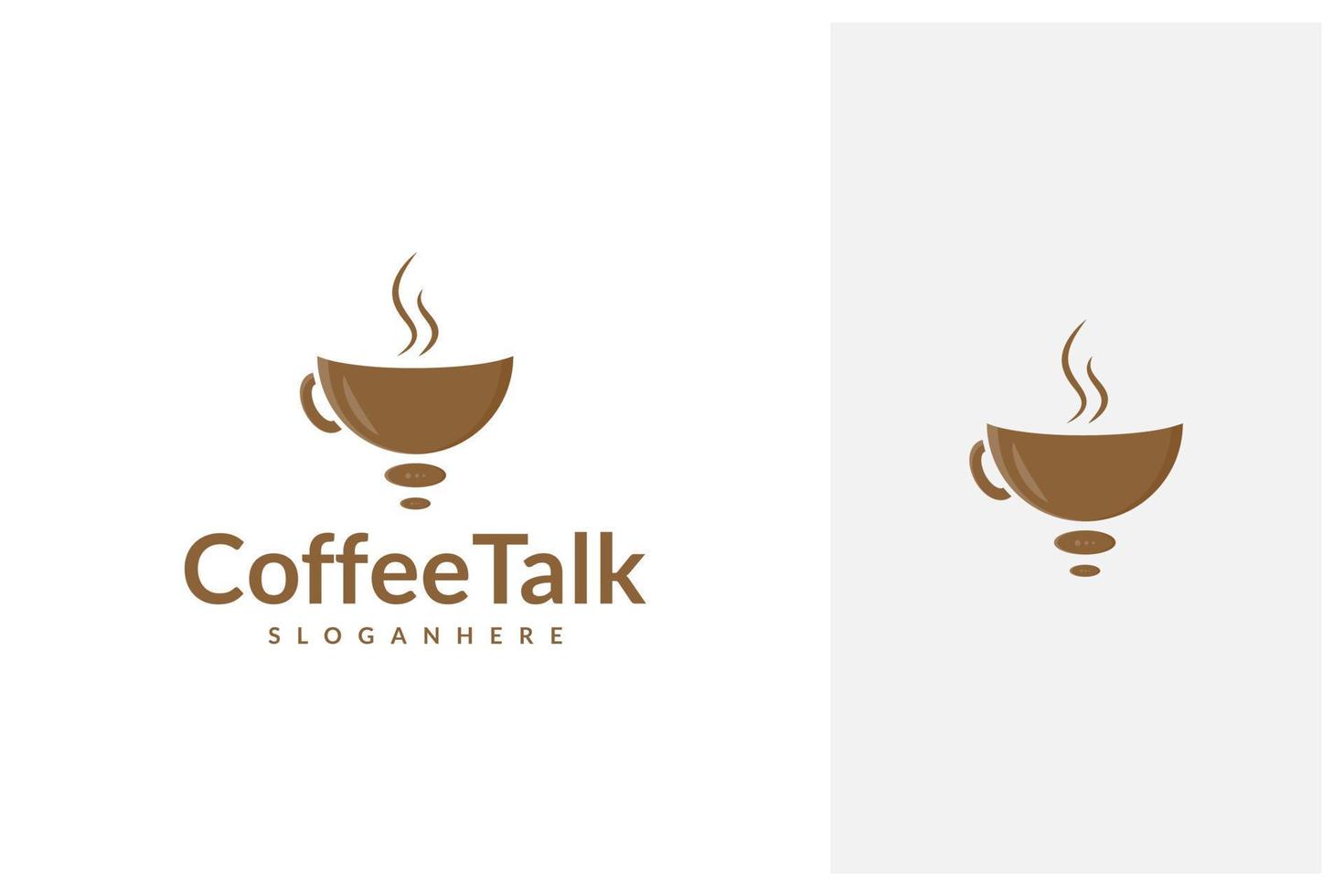 Kaffee-Talk-Logo-Design-Vektor. Kaffeetasse und Chat-Sprechblase-Symbol vektor