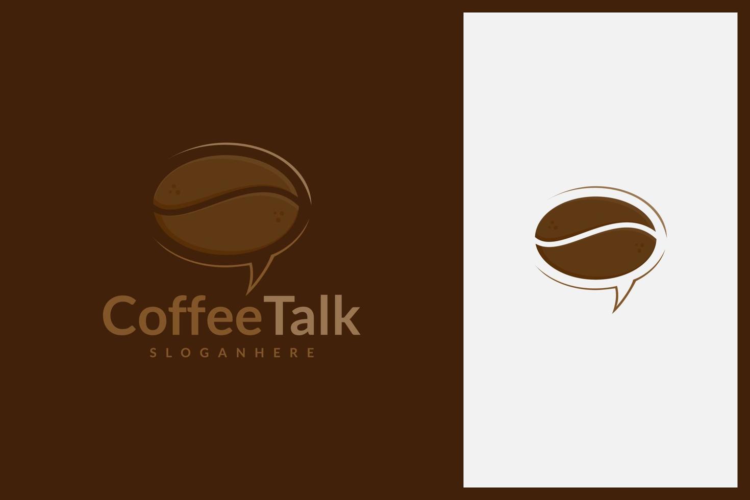 kaffe prata logotyp design vektor. kaffekopp och chatt pratbubbla ikon vektor