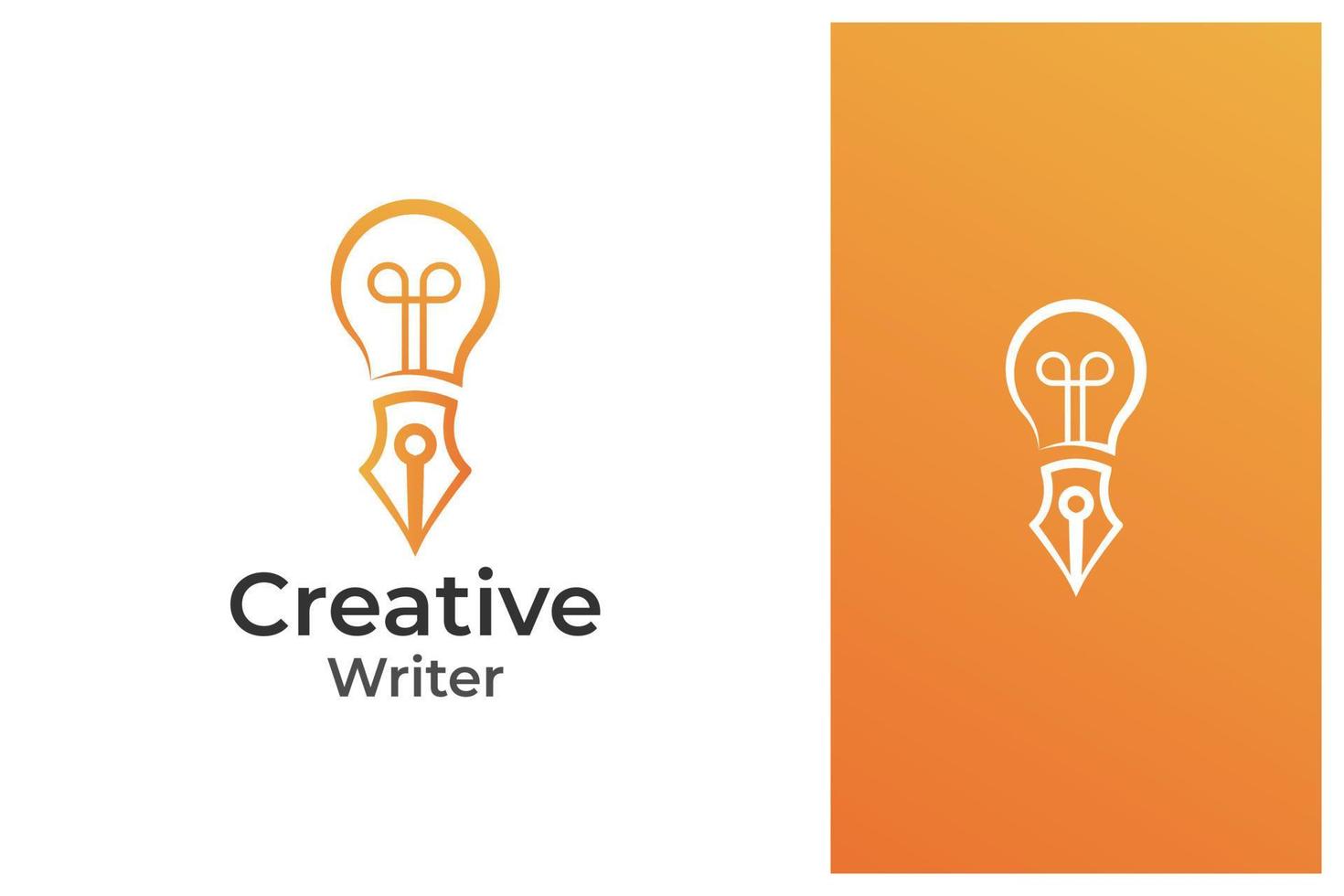 glödlampa och penna. kreativ författare logotyp design vektor