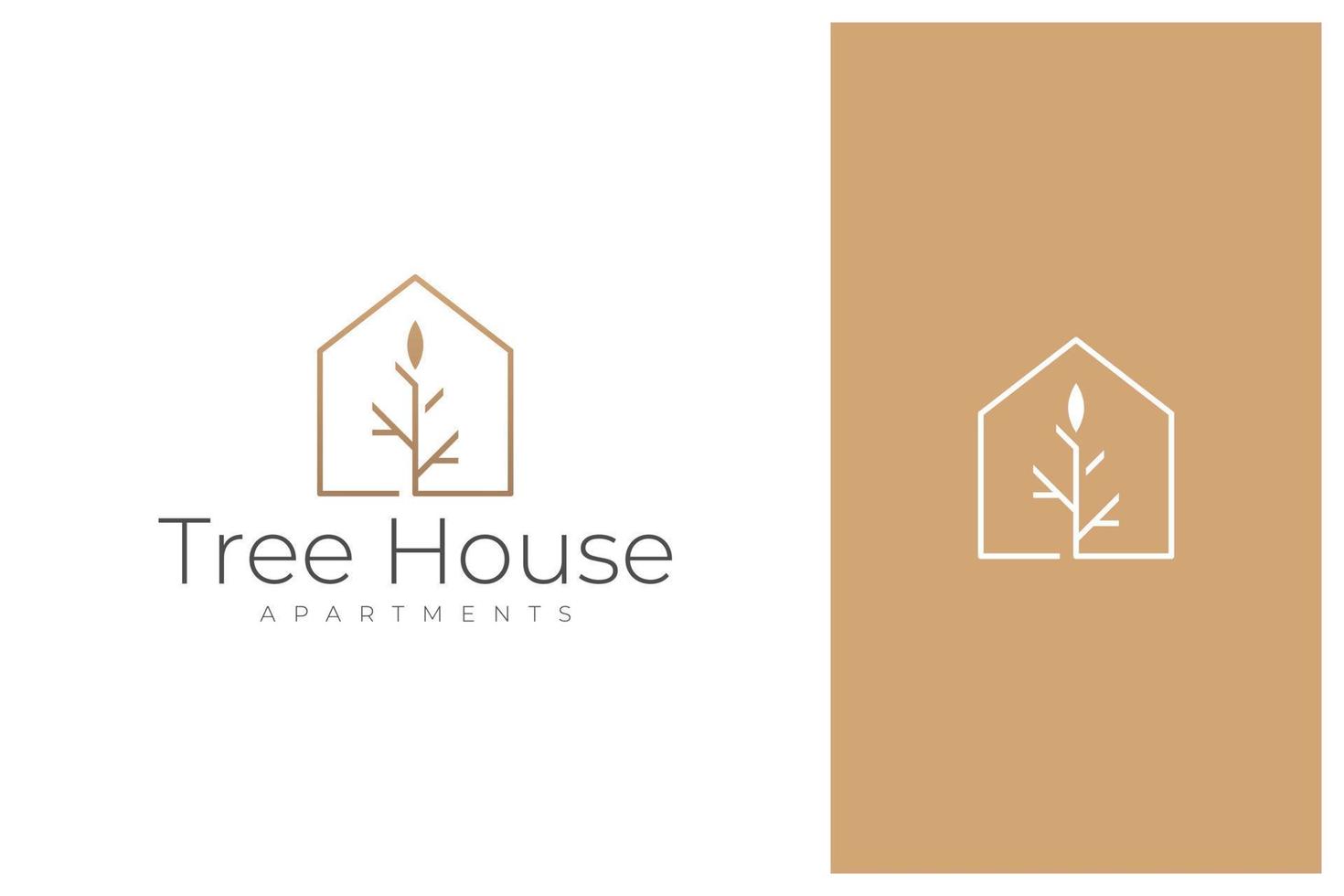 Baumhauswohnungen Immobilien-Logo-Design vektor