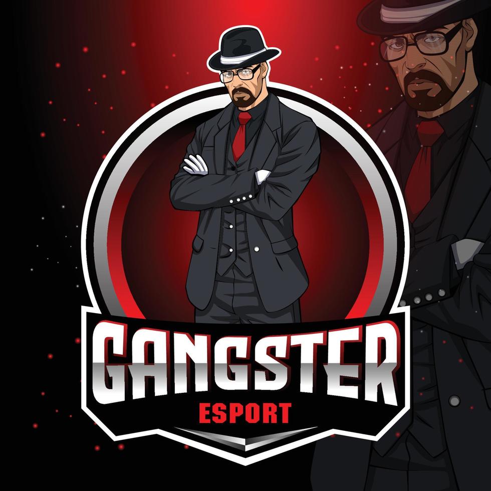 gangster esport gaming maskottchen logo und das charakterdesign vektor
