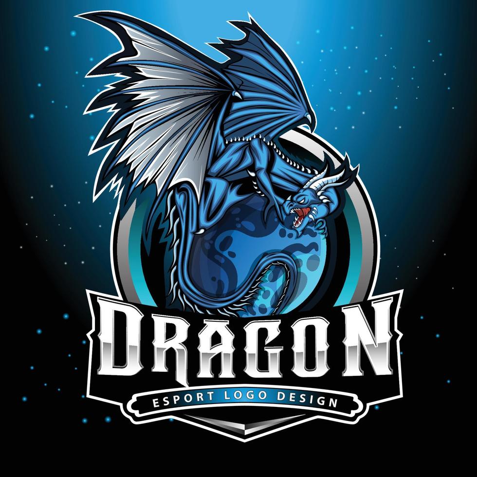Wild Dragon Esport Gaming-Maskottchen-Logo-Design vektor