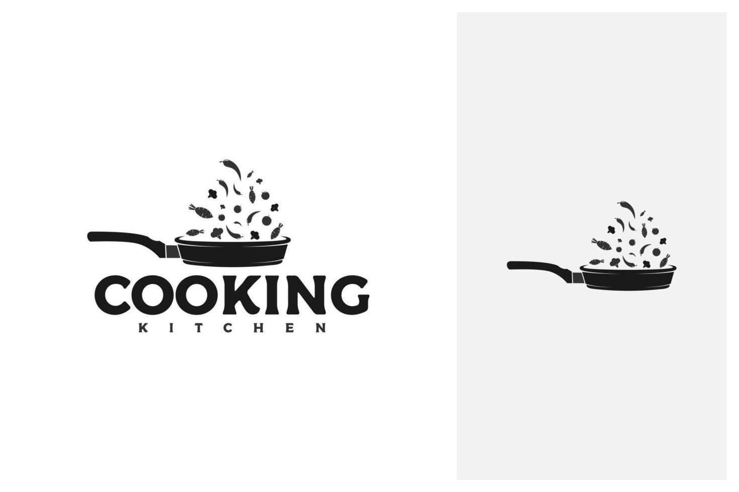 Bratpfanne aus Gusseisen, Logo der Restaurantkochküche vektor