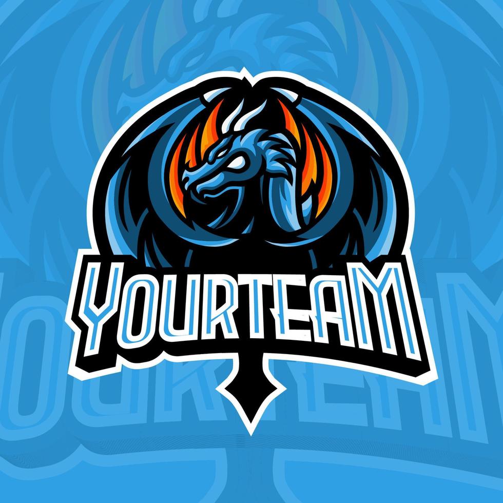 Drache, Hydra, dreiköpfiger Drache E-Sport-Maskottchen-Logo-Design, Maskottchen und Emblem-Vorlage isolierter Vektor. Illustrationslogo. geeignet für Spiele, Streamer und E-Sport-Teams. vektor