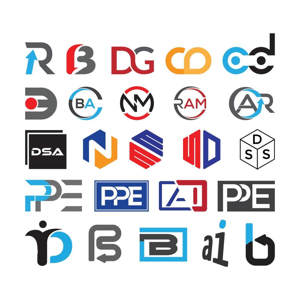 24 ikon brev logotyp design bunt vektor