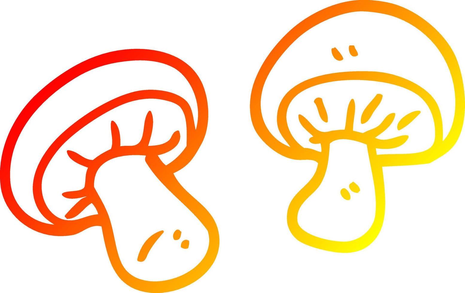warme Gradientenlinie Zeichnung Cartoon-Pilze vektor