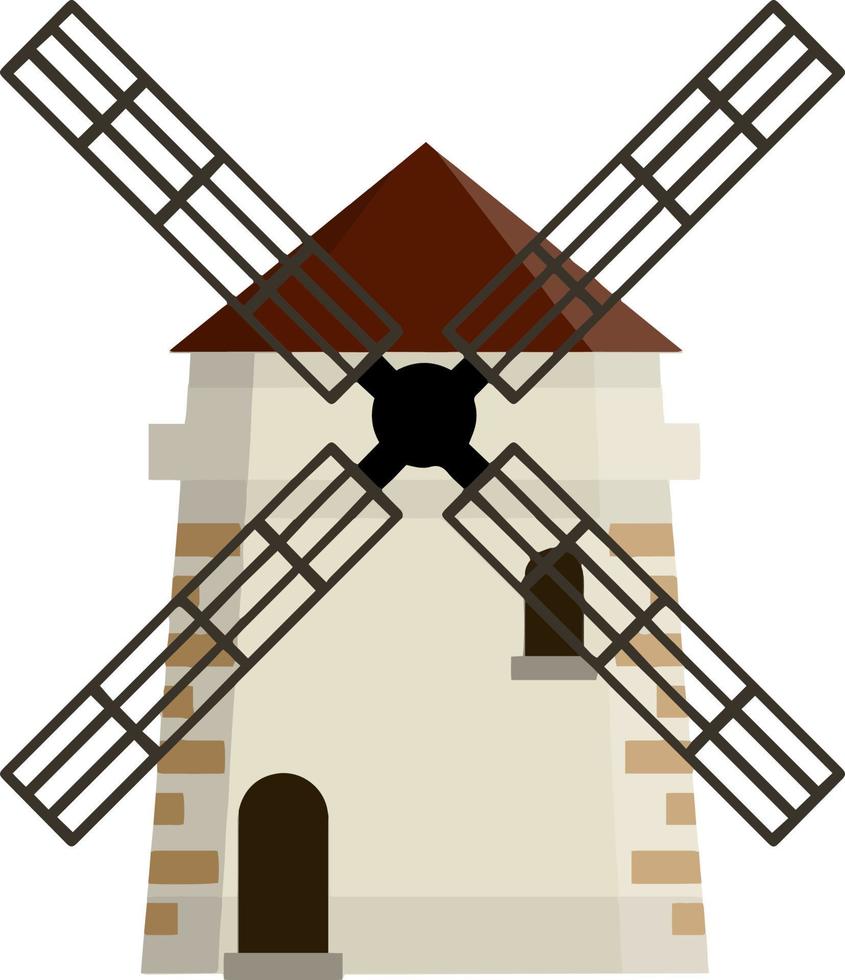 dörfliche Windmühle. Herstellung von Mehl vektor