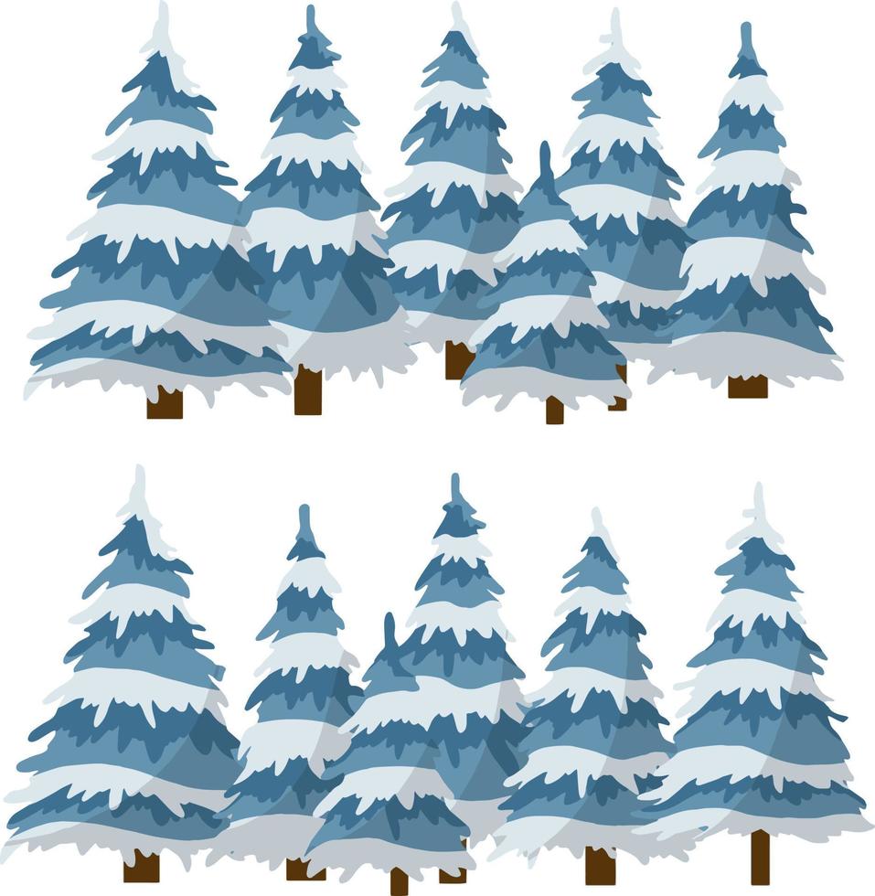 satz winterbaum. flache illustration der karikatur vektor