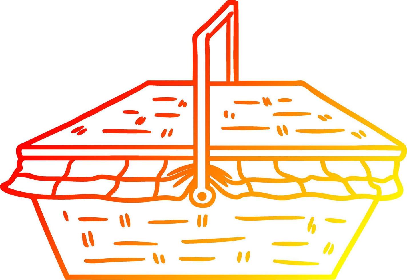 varm gradient linjeteckning tecknad picknickkorg vektor