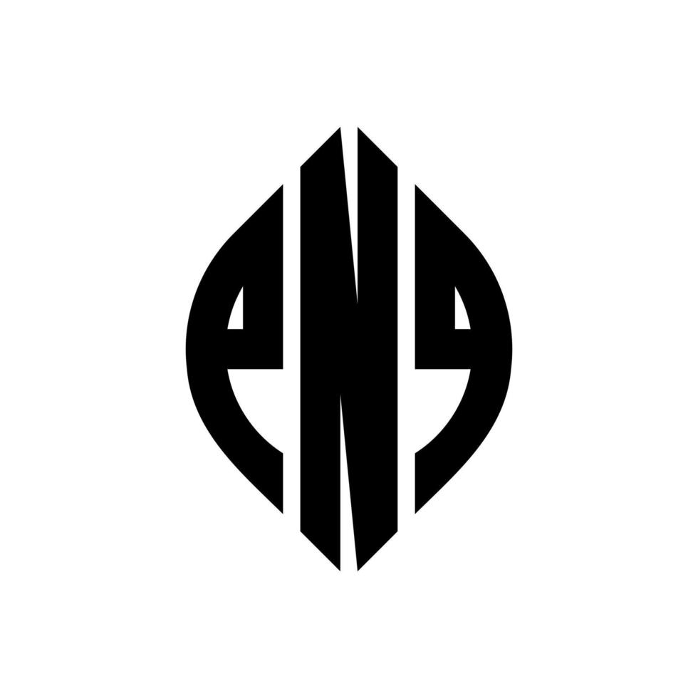 pnq-Kreisbuchstaben-Logo-Design mit Kreis- und Ellipsenform. pnq Ellipsenbuchstaben mit typografischem Stil. Die drei Initialen bilden ein Kreislogo. pnq Kreisemblem abstrakter Monogramm-Buchstabenmarkierungsvektor. vektor