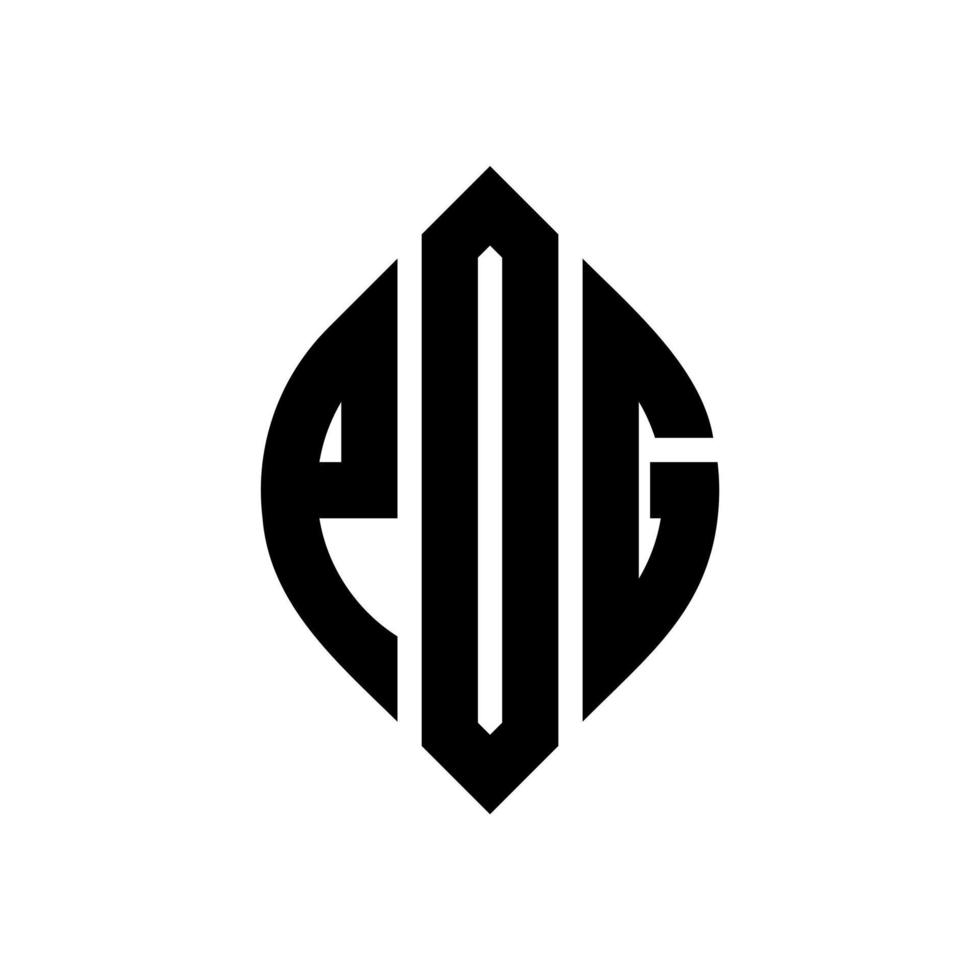 Pog-Kreis-Buchstaben-Logo-Design mit Kreis- und Ellipsenform. Pog-Ellipsenbuchstaben mit typografischem Stil. Die drei Initialen bilden ein Kreislogo. Pog-Kreis-Emblem abstrakter Monogramm-Buchstaben-Markierungsvektor. vektor