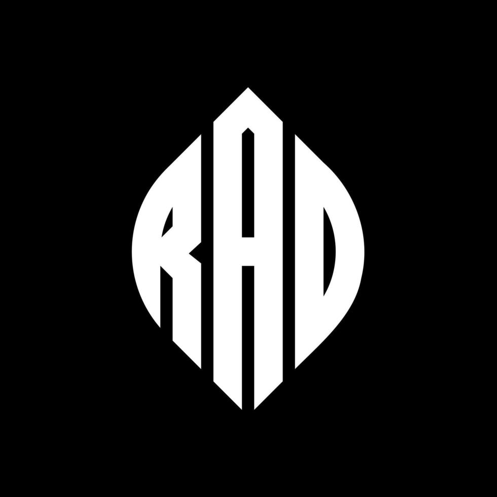 Rad-Kreis-Buchstaben-Logo-Design mit Kreis- und Ellipsenform. Rad-Ellipsenbuchstaben mit typografischem Stil. Die drei Initialen bilden ein Kreislogo. Rad-Kreis-Emblem abstrakter Monogramm-Buchstaben-Markierungsvektor. vektor