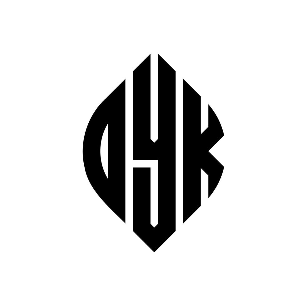 oyk-Kreis-Buchstaben-Logo-Design mit Kreis- und Ellipsenform. oyk ellipsenbuchstaben mit typografischem stil. Die drei Initialen bilden ein Kreislogo. Oyk-Kreis-Emblem abstrakter Monogramm-Buchstaben-Markenvektor. vektor