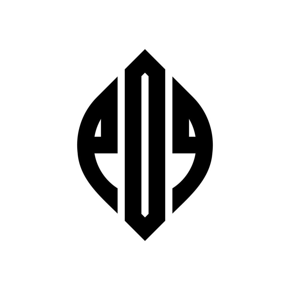 poq-Kreis-Buchstaben-Logo-Design mit Kreis- und Ellipsenform. poq Ellipsenbuchstaben mit typografischem Stil. Die drei Initialen bilden ein Kreislogo. poq Kreisemblem abstrakter Monogramm-Buchstabenmarkierungsvektor. vektor