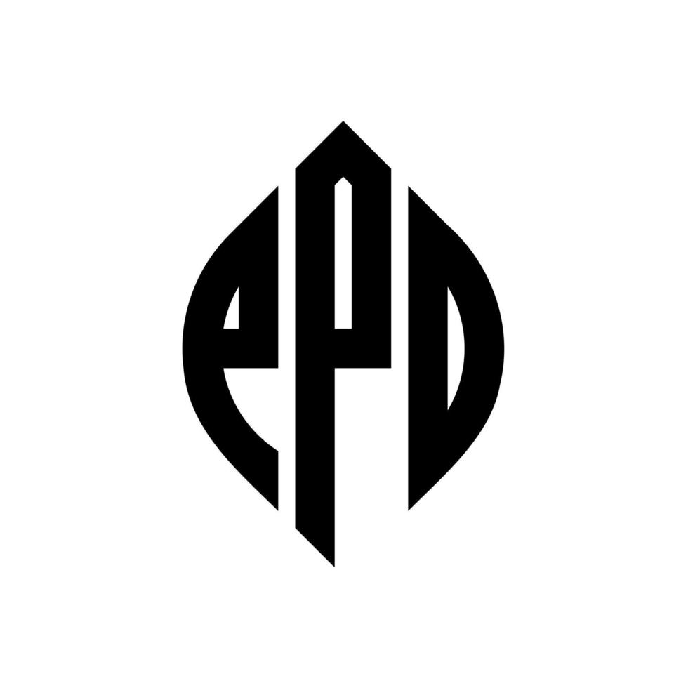 ppd-Kreisbuchstaben-Logo-Design mit Kreis- und Ellipsenform. ppd Ellipsenbuchstaben mit typografischem Stil. Die drei Initialen bilden ein Kreislogo. ppd-Kreis-Emblem abstrakter Monogramm-Buchstaben-Markierungsvektor. vektor