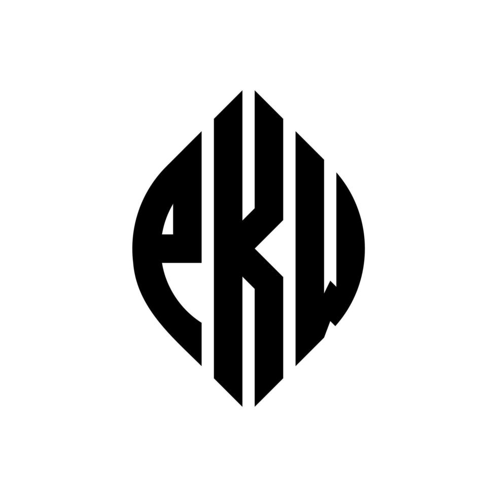 pkw-Kreisbuchstaben-Logo-Design mit Kreis- und Ellipsenform. pkw Ellipsenbuchstaben mit typografischem Stil. Die drei Initialen bilden ein Kreislogo. pkw-Kreis-Emblem abstrakter Monogramm-Buchstaben-Markenvektor. vektor
