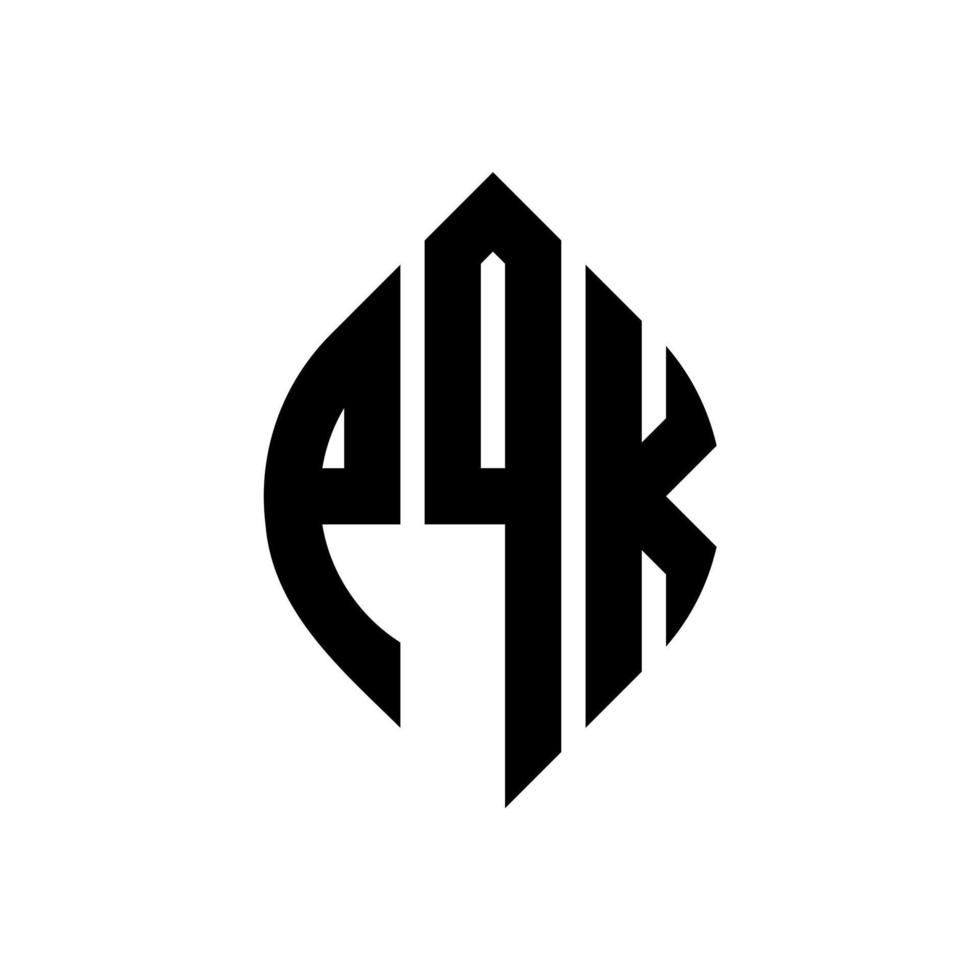 pqk-Kreis-Buchstaben-Logo-Design mit Kreis- und Ellipsenform. pqk Ellipsenbuchstaben mit typografischem Stil. Die drei Initialen bilden ein Kreislogo. pqk-Kreis-Emblem abstrakter Monogramm-Buchstaben-Markierungsvektor. vektor