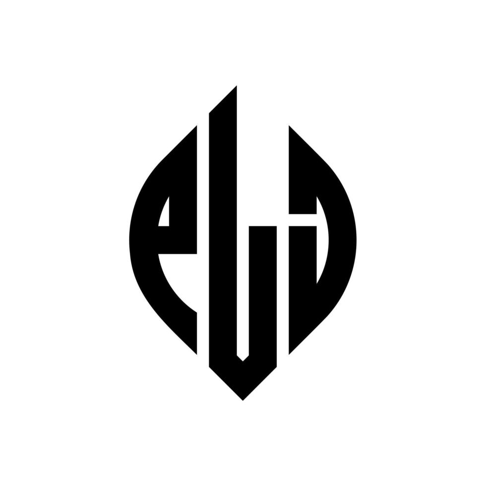 plj-Kreisbuchstaben-Logo-Design mit Kreis- und Ellipsenform. plj Ellipsenbuchstaben mit typografischem Stil. Die drei Initialen bilden ein Kreislogo. plj Kreisemblem abstrakter Monogramm-Buchstabenmarkierungsvektor. vektor