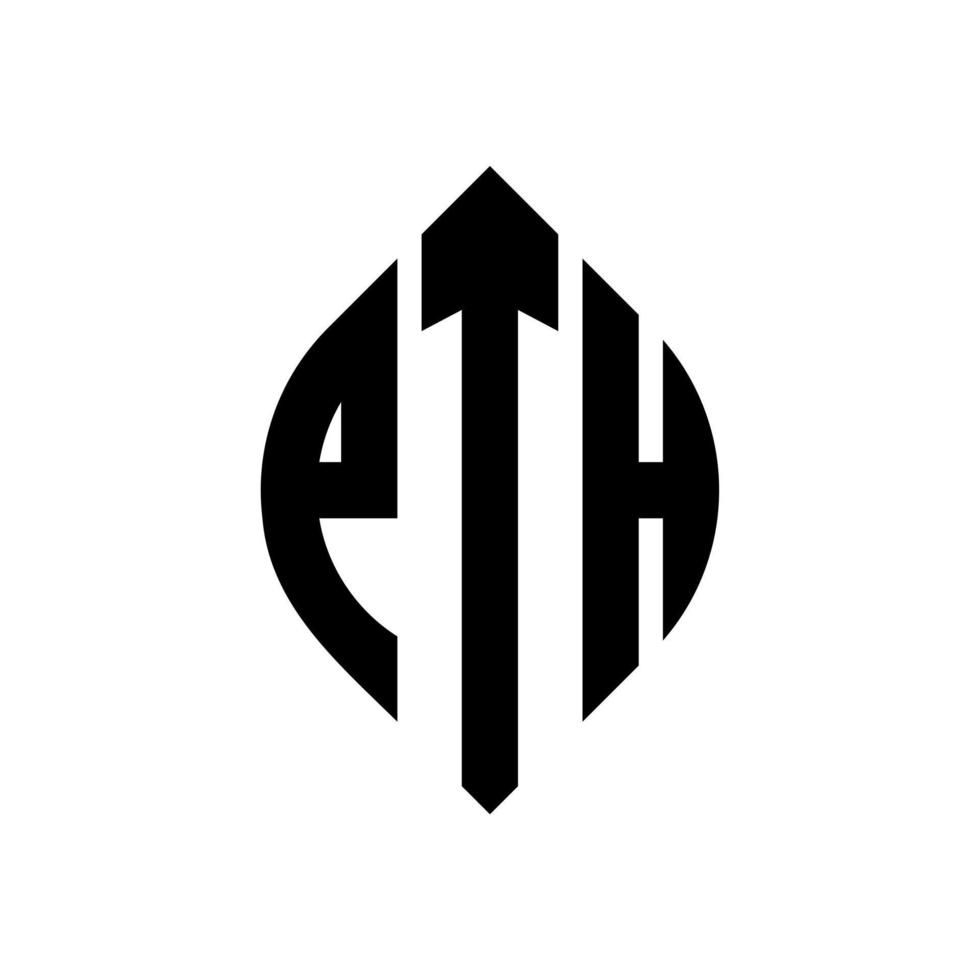 pth-Kreis-Buchstaben-Logo-Design mit Kreis- und Ellipsenform. pth Ellipsenbuchstaben mit typografischem Stil. Die drei Initialen bilden ein Kreislogo. Pth-Kreis-Emblem abstrakter Monogramm-Buchstaben-Markenvektor. vektor