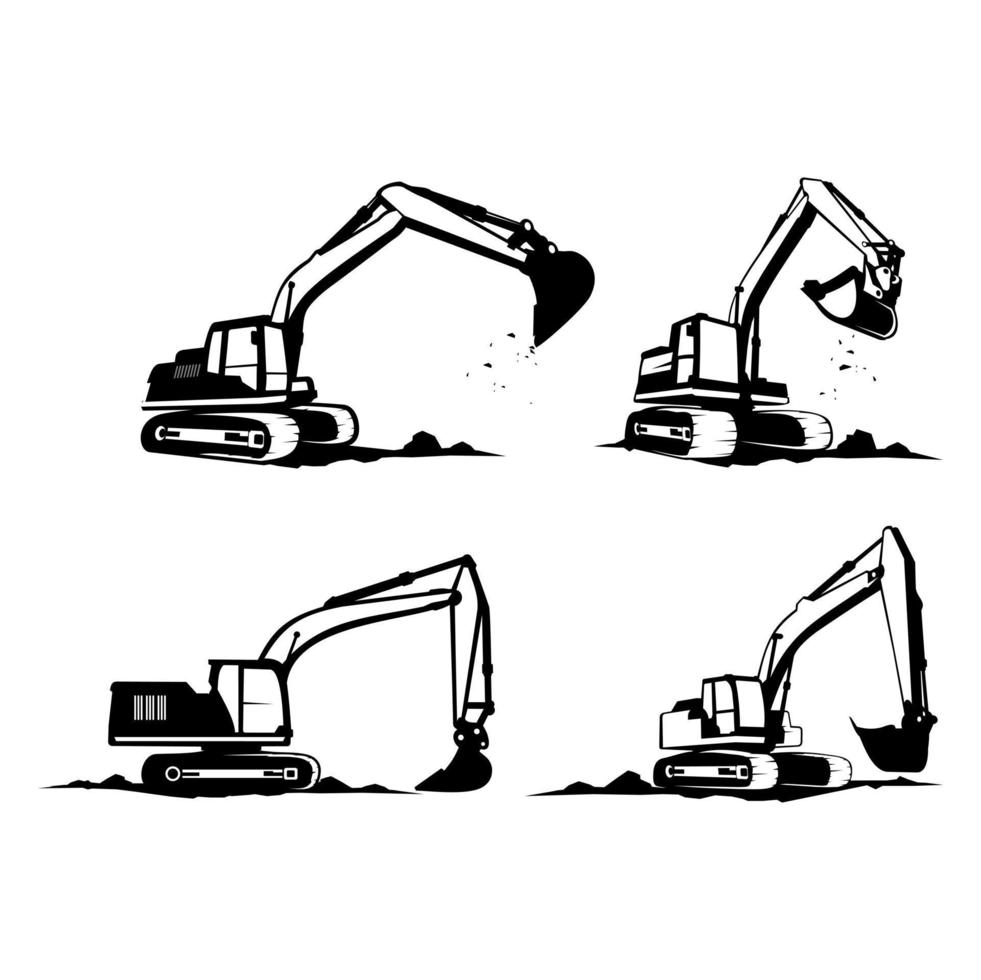 grävmaskiner logotyp ikon design vektor