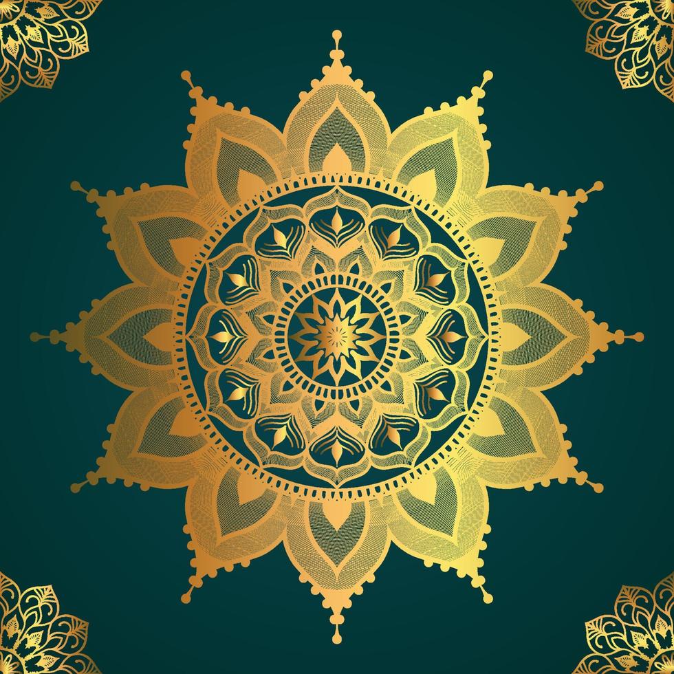 cirkelmönster kreativ lyx prydnadsmandala, blommandala med gradientfärg med unik bakgrundsdesign i guldfärgsvektor vektor