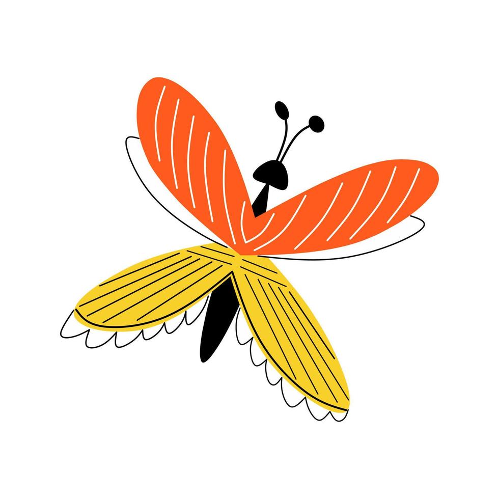niedliche Cartoon-Insektenlibelle isoliert auf weißem Hintergrund vektor