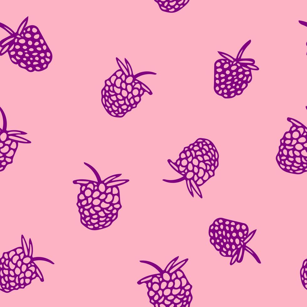 himbeeren und brombeeren nahtloses muster. Früchte handgezeichnet im Doodle-Stil. Beeren in einfacher Strichzeichnung vektor