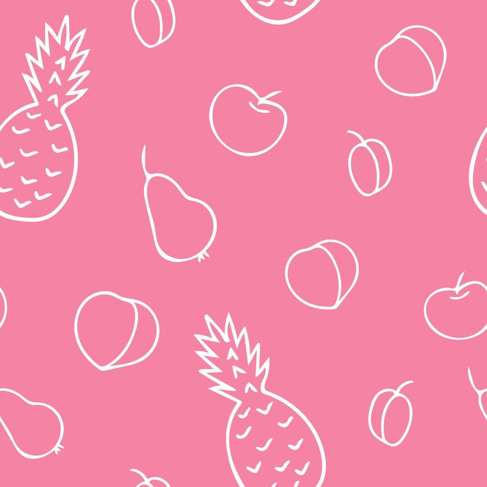 frukt sömlösa mönster. mat hand dras i doodle stil vektor