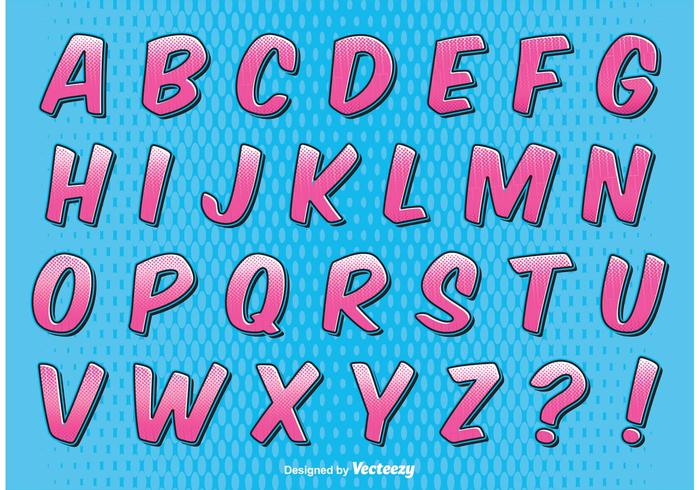 Komisk stil alfabetet vektor