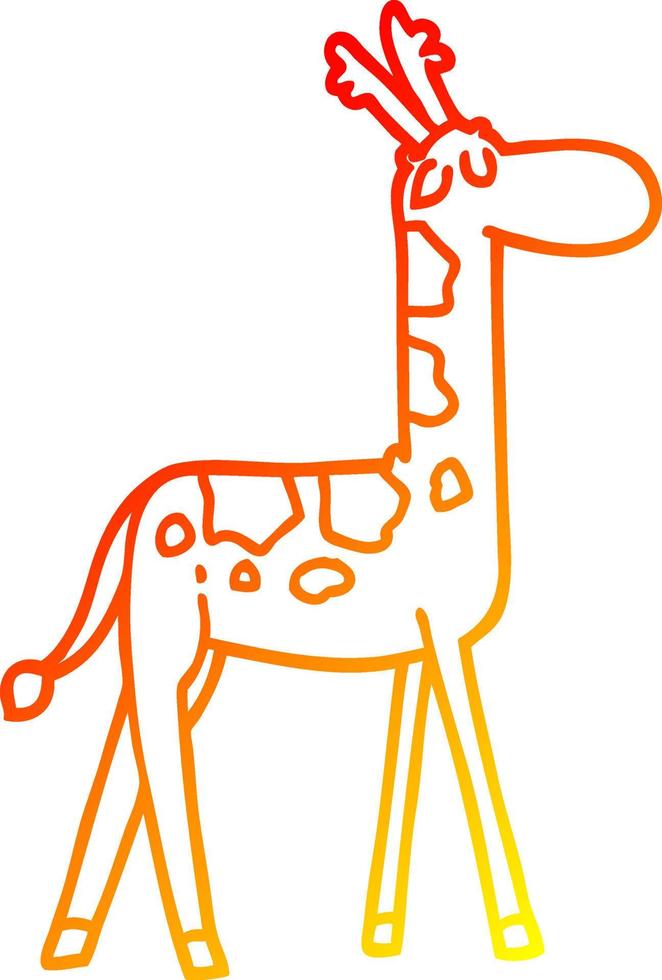 warme Gradientenlinie Zeichnung Cartoon lustige Giraffe vektor
