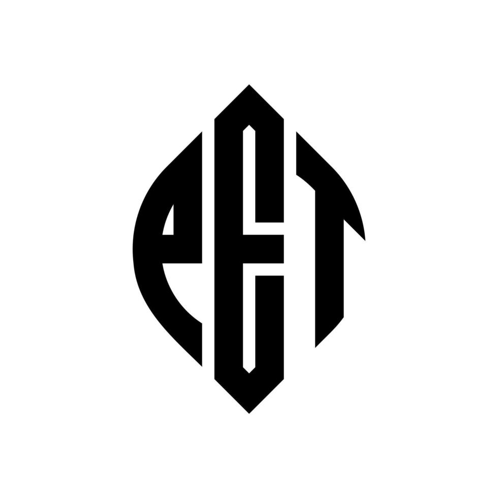 Haustier-Kreis-Buchstaben-Logo-Design mit Kreis- und Ellipsenform. pet-ellipsenbuchstaben mit typografischem stil. Die drei Initialen bilden ein Kreislogo. Haustier-Kreis-Emblem abstrakter Monogramm-Buchstaben-Markenvektor. vektor
